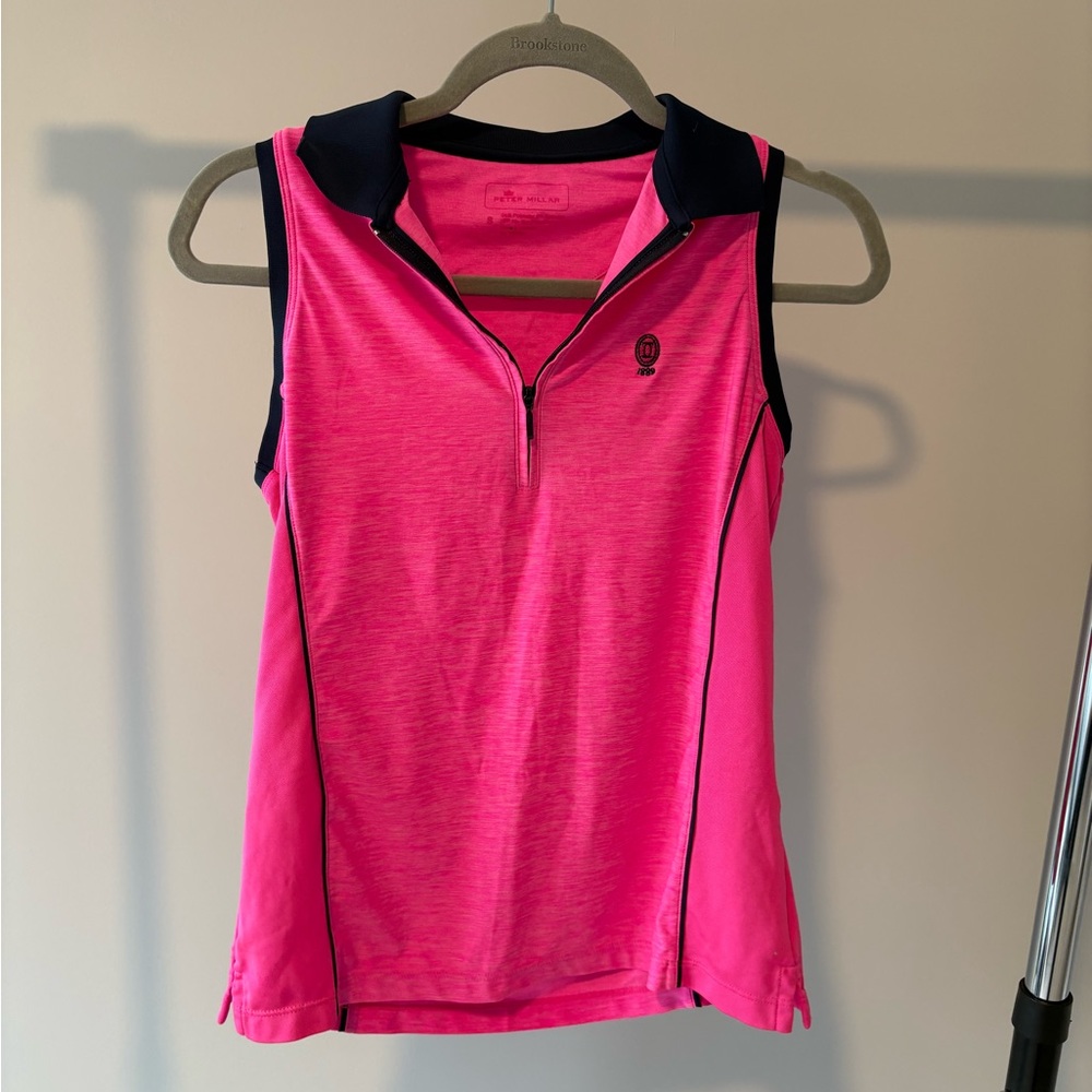 Peter Millar Bright Pink Activewear Collared Tank Top size Small